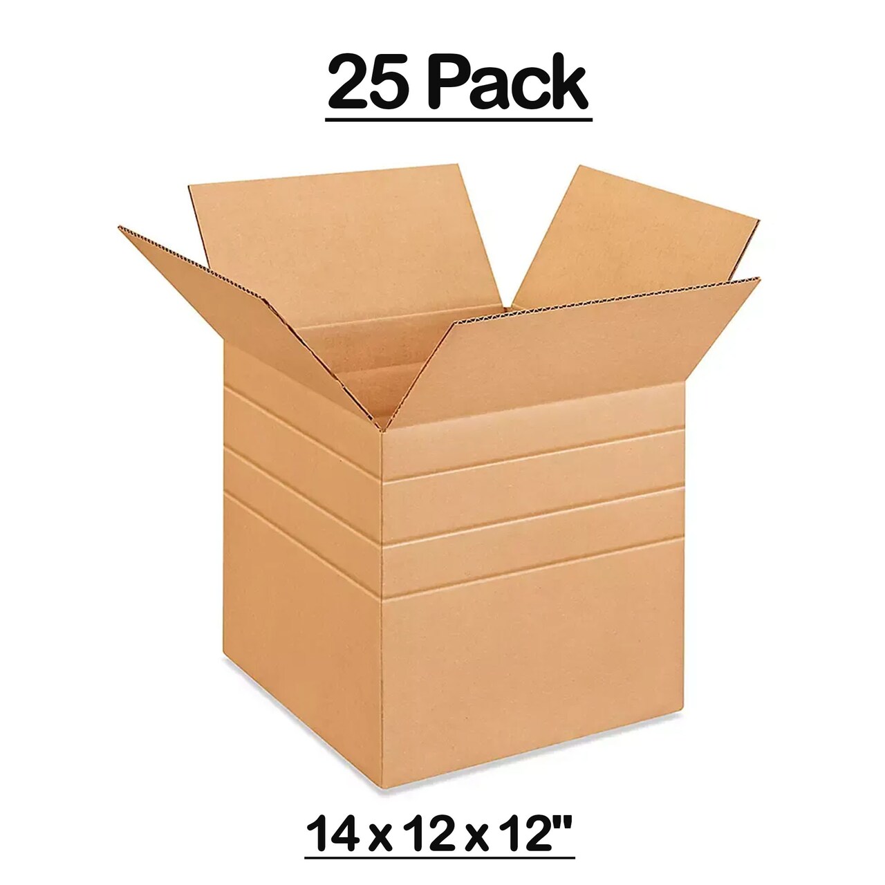 25 Pack Multi Depth Corrugated Cardboard Shipping Boxes for Packing Mailing and Storage 14 x 12 x 12 inch
